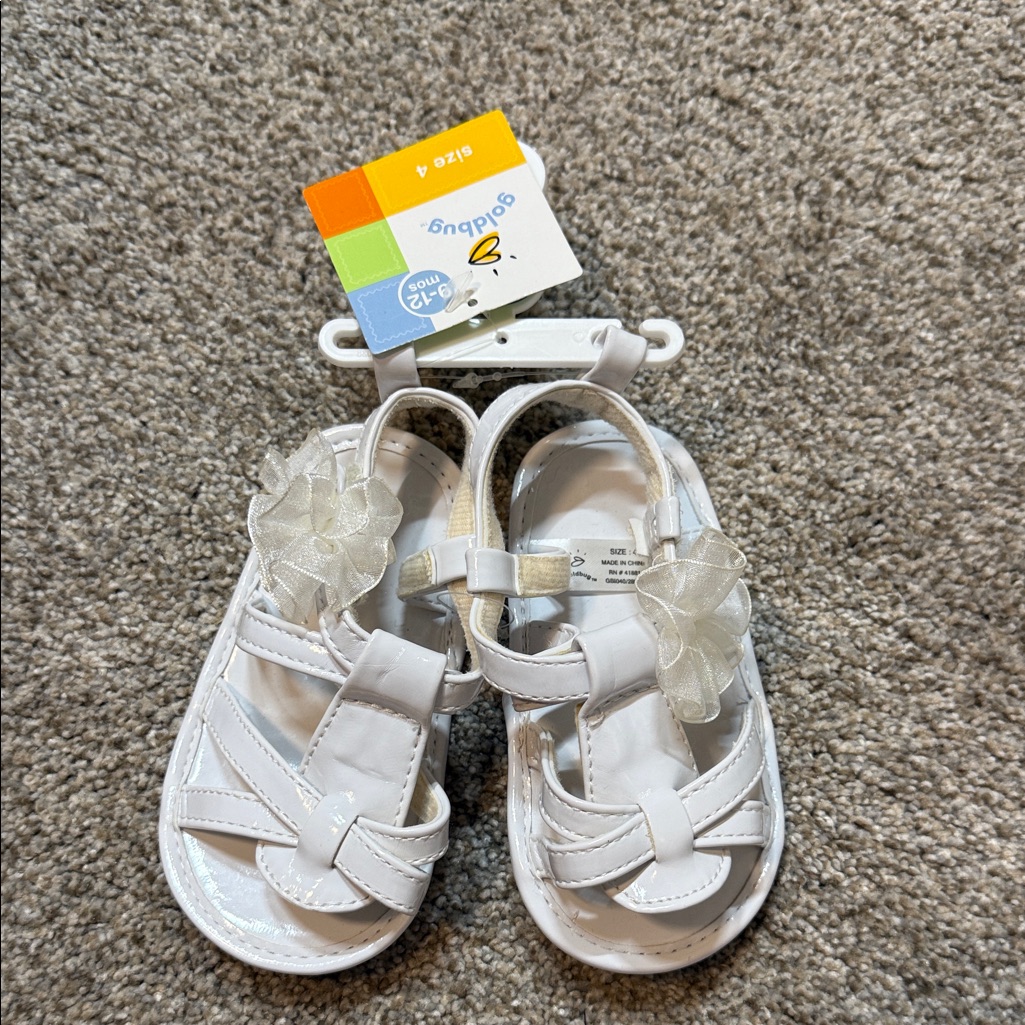 Gold Bug White Kids Sandals With Bow
